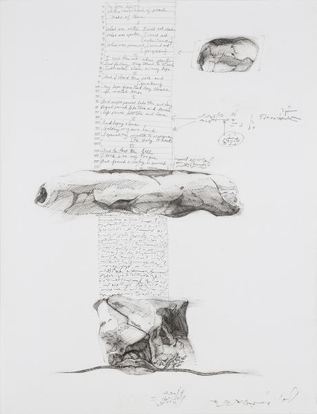Column-Poem, 1972 charcoal and charcoal pencil on...