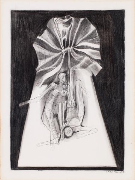 Untitled (Le Lit), 1966 charcoal and charcoal penc...