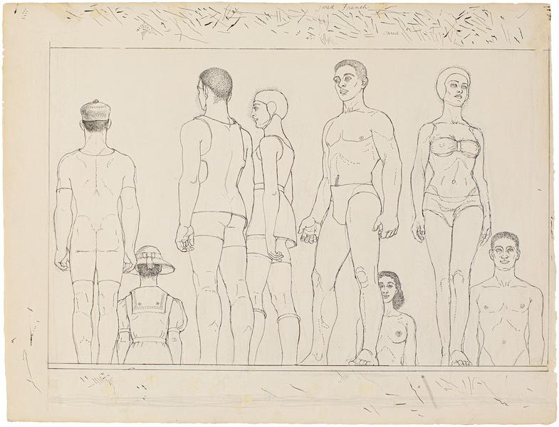 Jared French (1905-1988) Bathers, c.1950 ink on pa...