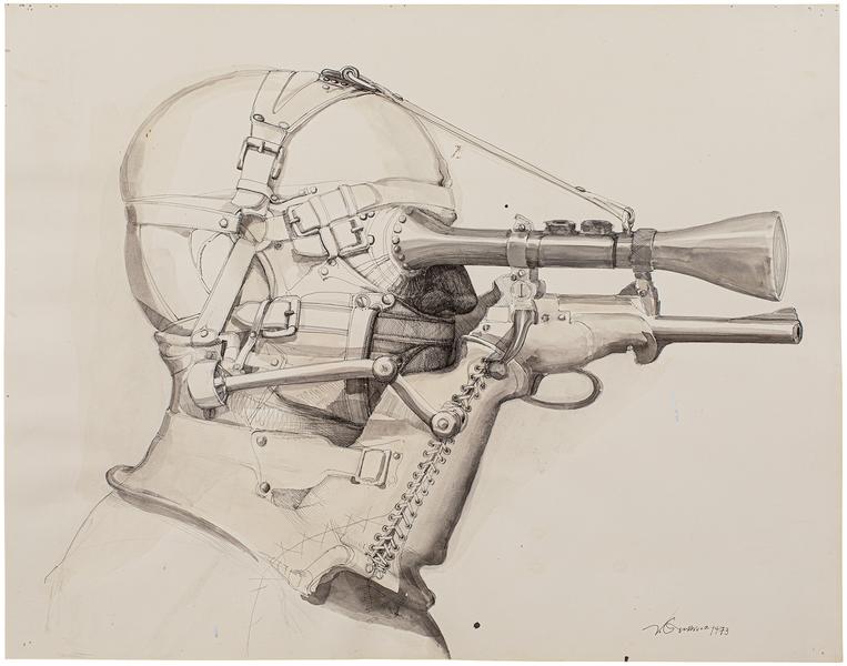 Nancy Grossman (b.1940) Sighted Gunhead, 1973 ink,...