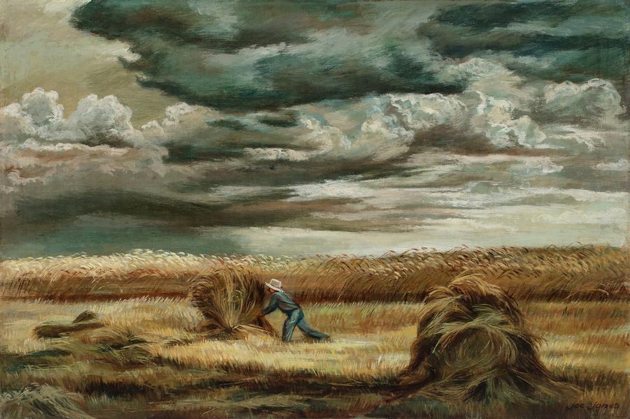 Stacking Wheat, c.1935 oil on canvas 24" x 36...