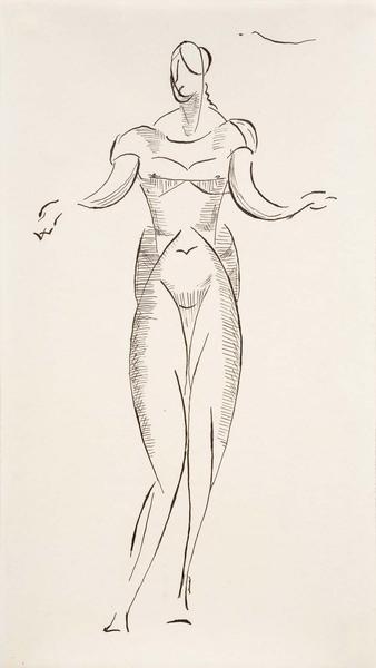 Untitled (Standing Female Nude), c.1908 ink on pap...