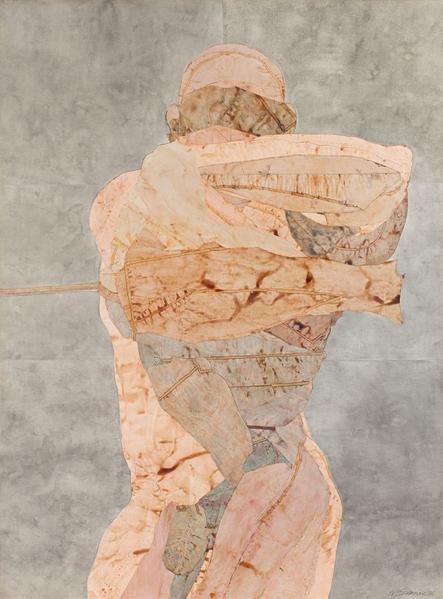 Tethered Figure with Rising Arms, 1976 collage of...