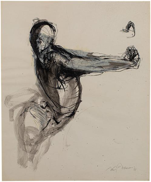 Untitled (Sketch for Rushing Figure), 1969 ink and...