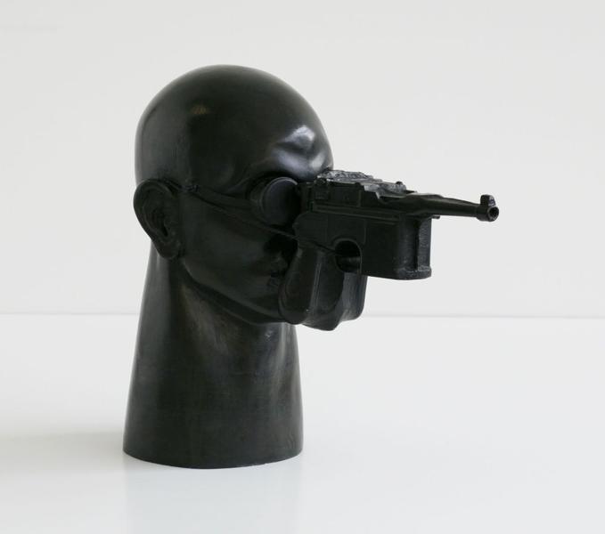 Gunhead, 1991 bronze with patina and copper wire 1...