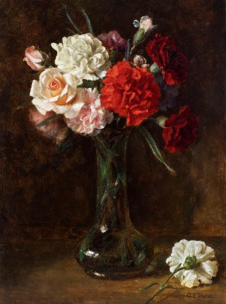 Untitled (Carnations and Roses in a Glass Vase), c...