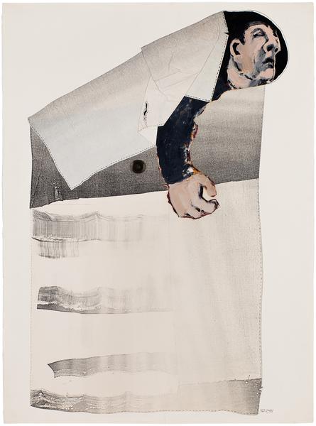 Pocketed, 1975 oil on paper with Xerox and mixed m...
