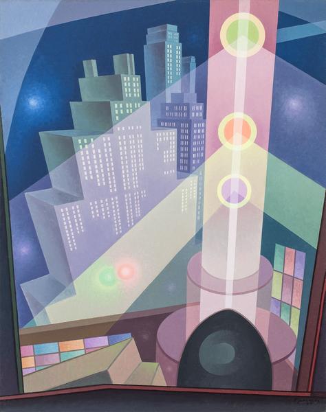 Raymond Jonson (1891-1982) City Lights, 1933 oil o...