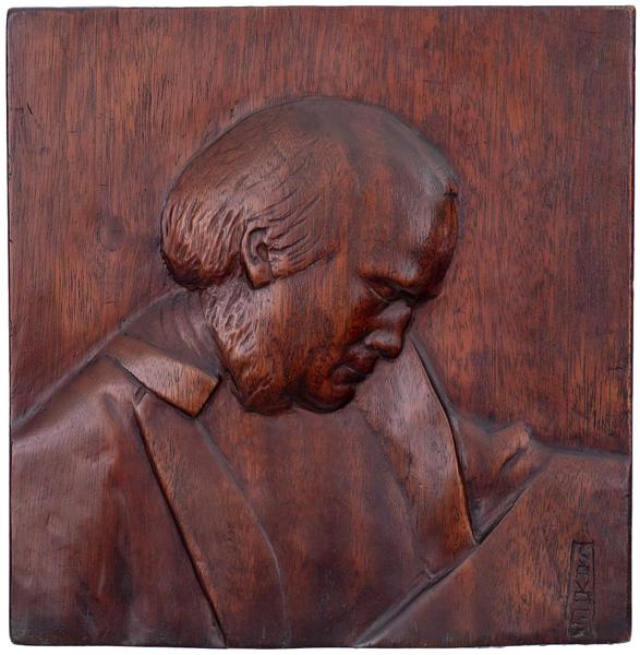 Peter Cooper, c.1935 carved wood 8 3/4 x 8 3/4 x 1...