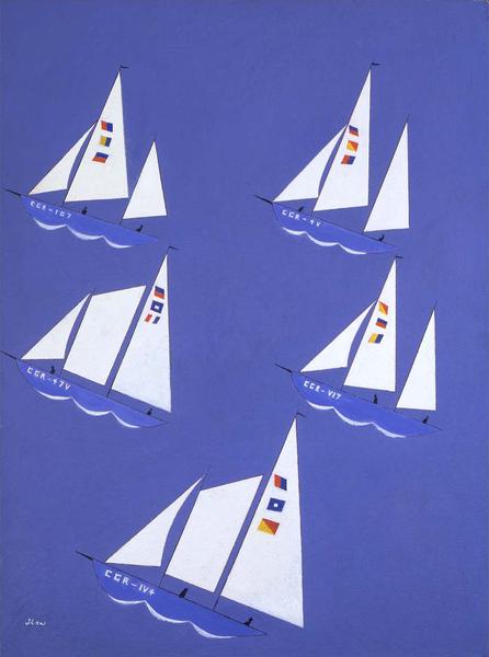 Untitled (Sailboats), c.1946 oil on canvasboard 22...