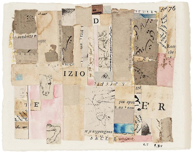 Izio, 1984 collage of various printed and cut pape...