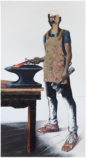 The Blacksmith, 1988 oil and graphite on two joine...