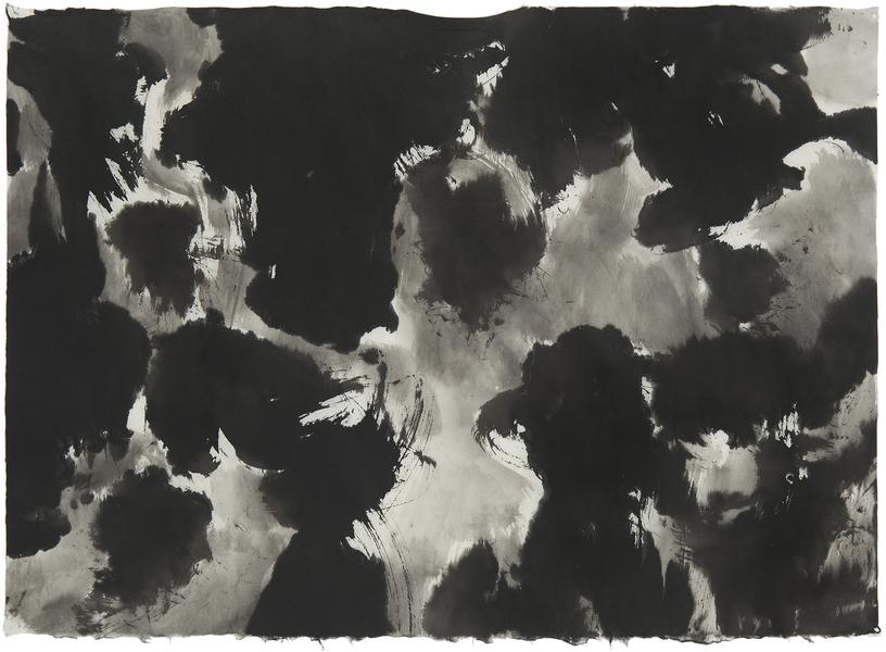 Untitled, 1957 sumi ink on washi paper 21 1/2"...